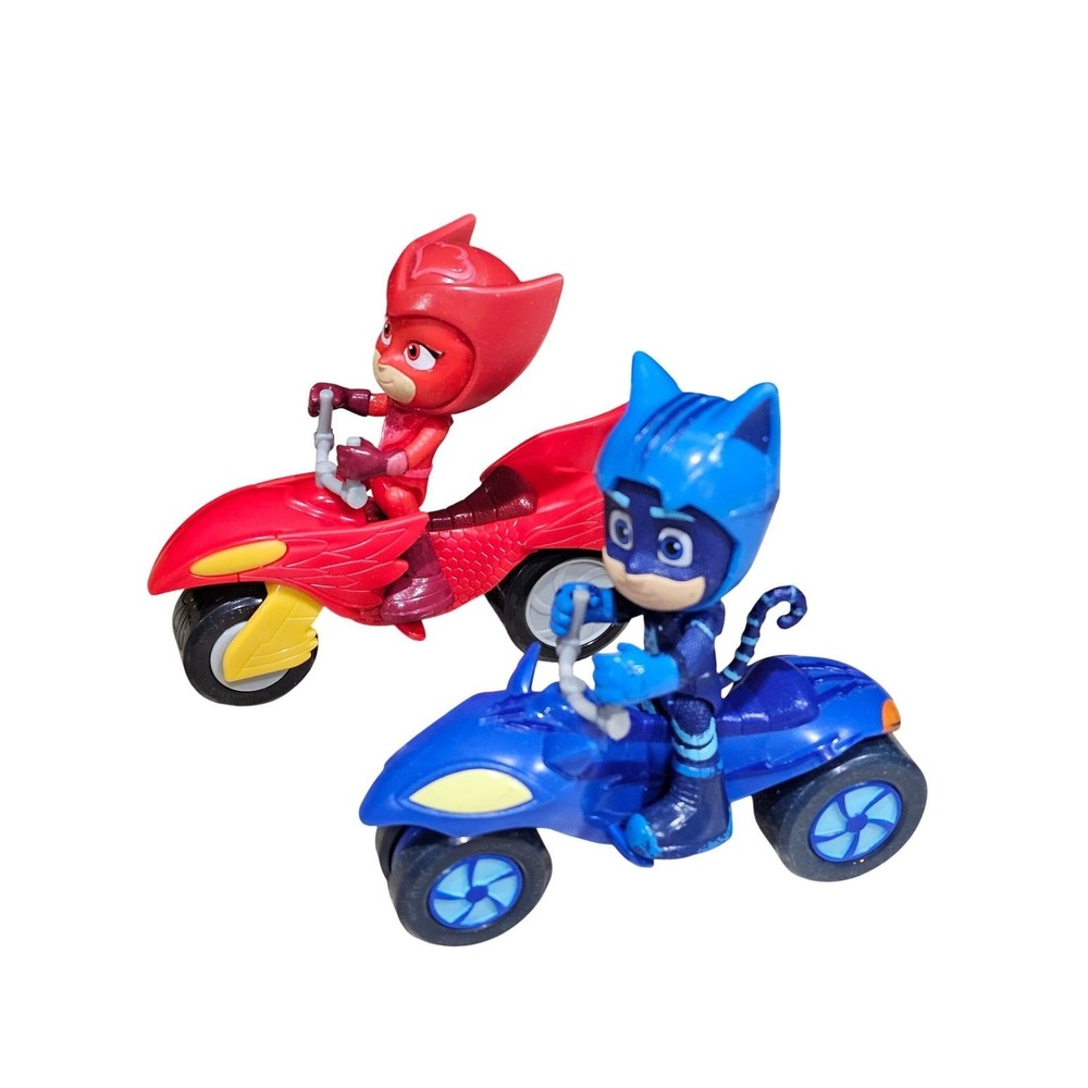 PJ Masks Catboy and Owlette Action Figures with Motorcycles Blue Red Toy Set